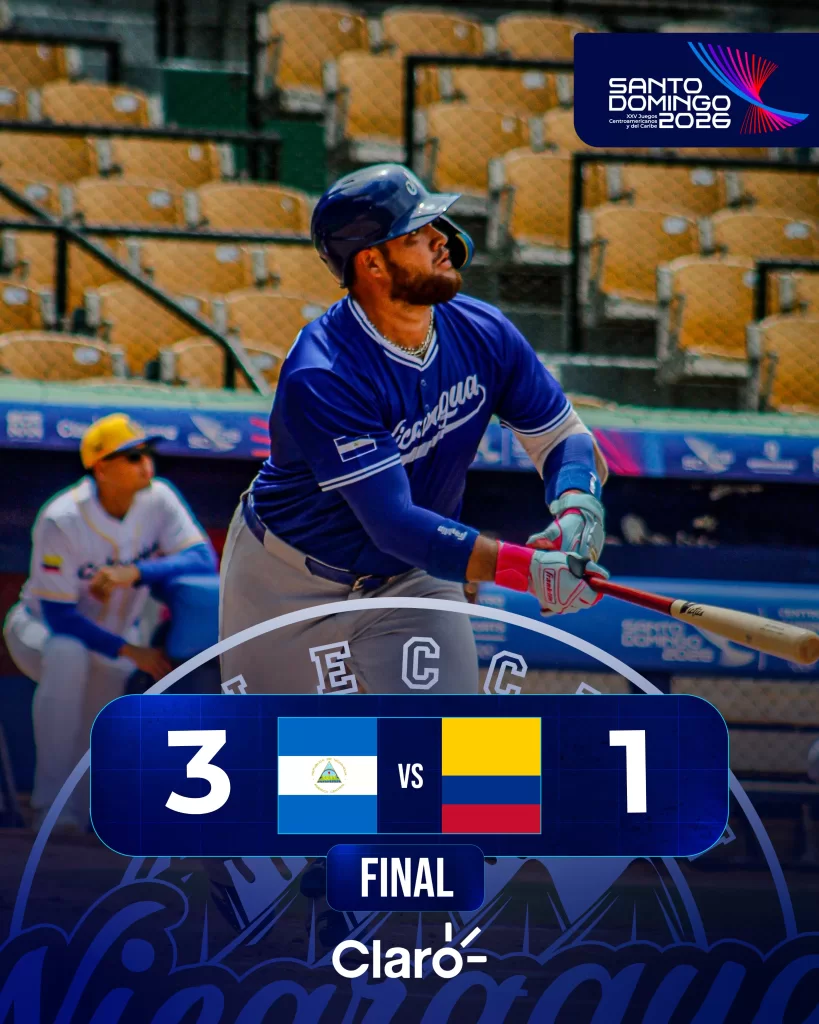 Imagen oficial del triunfo 3-1 de Nicaragua sobre Colombia en Santo Domingo 2026