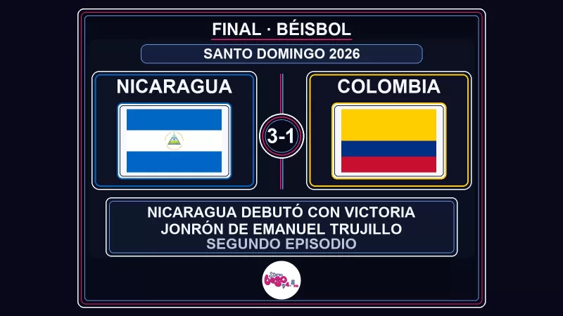 Nicaragua vence 3-1 a Colombia en el béisbol de Santo Domingo 2026