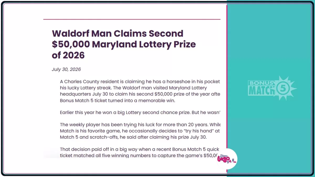 Un hombre ganó 50 mil dólares por segunda vez en 2026 con la lotería de Maryland