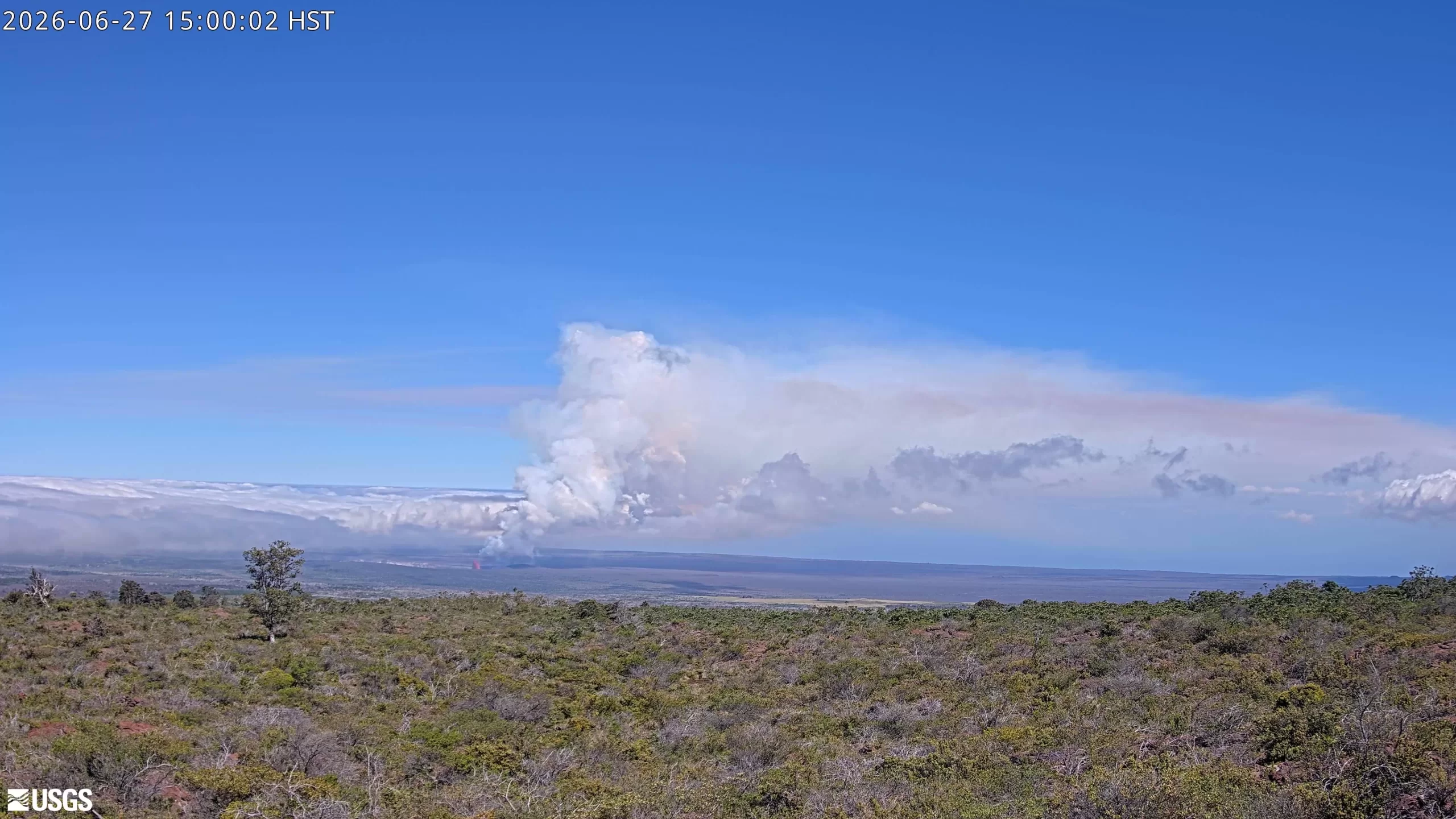 Vista de la fuente de lava de Kilauea desde la cámara KPcam