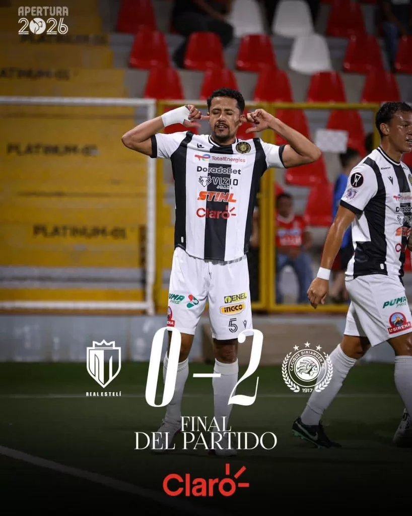 Arte oficial del resultado Real Estelí 0-2 Diriangén en el Torneo Apertura 2026